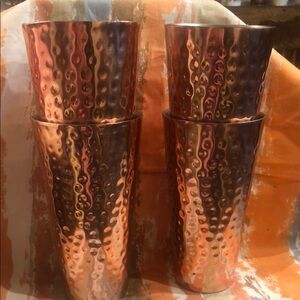 Set of Four Hammered Copper Tumblers